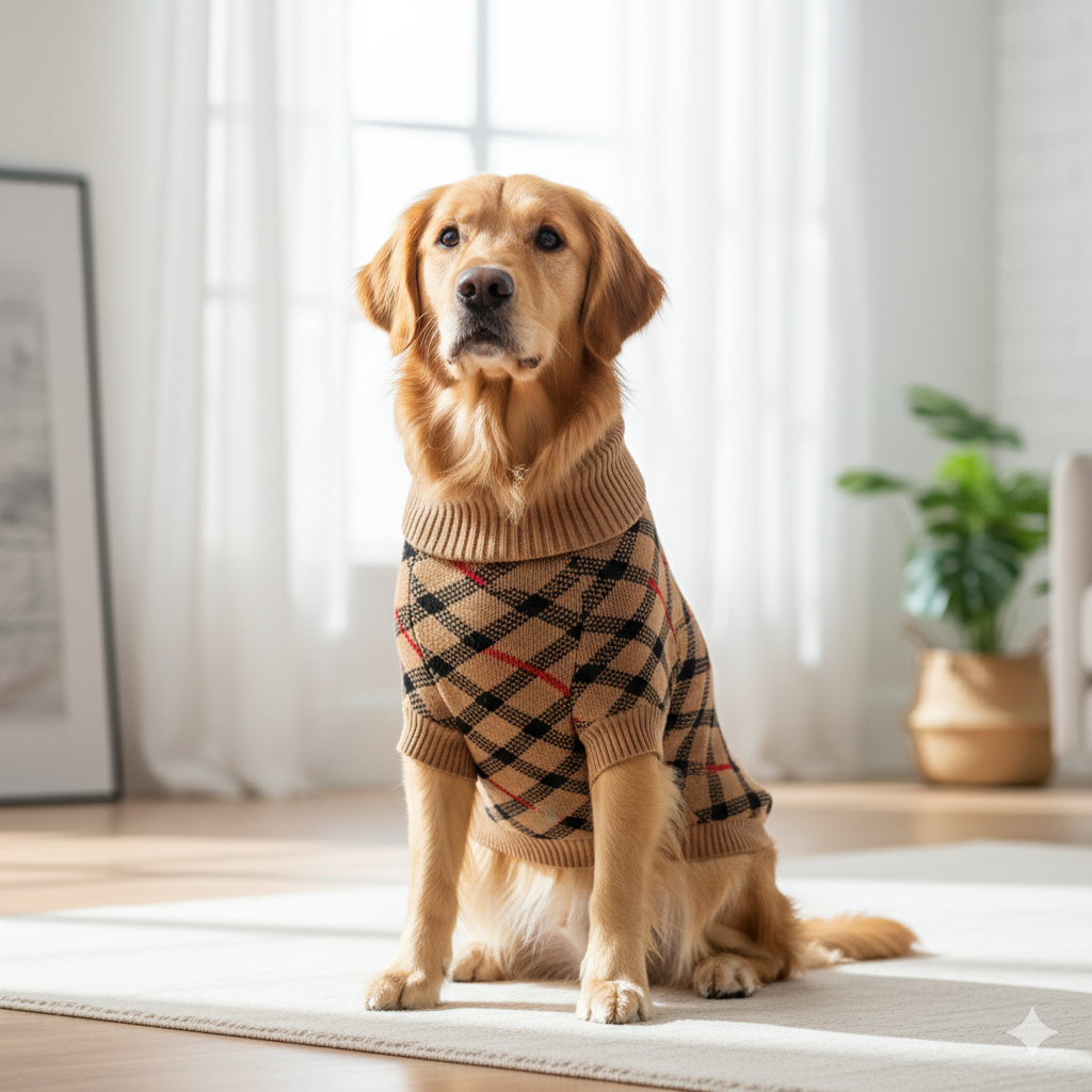 dog wearing Cozy wool sweater for pugs and puppies 