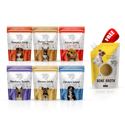 Buy WooFood Grain Free Treat Combo (Pack of 6)  and Get 1pc Bone Broth free