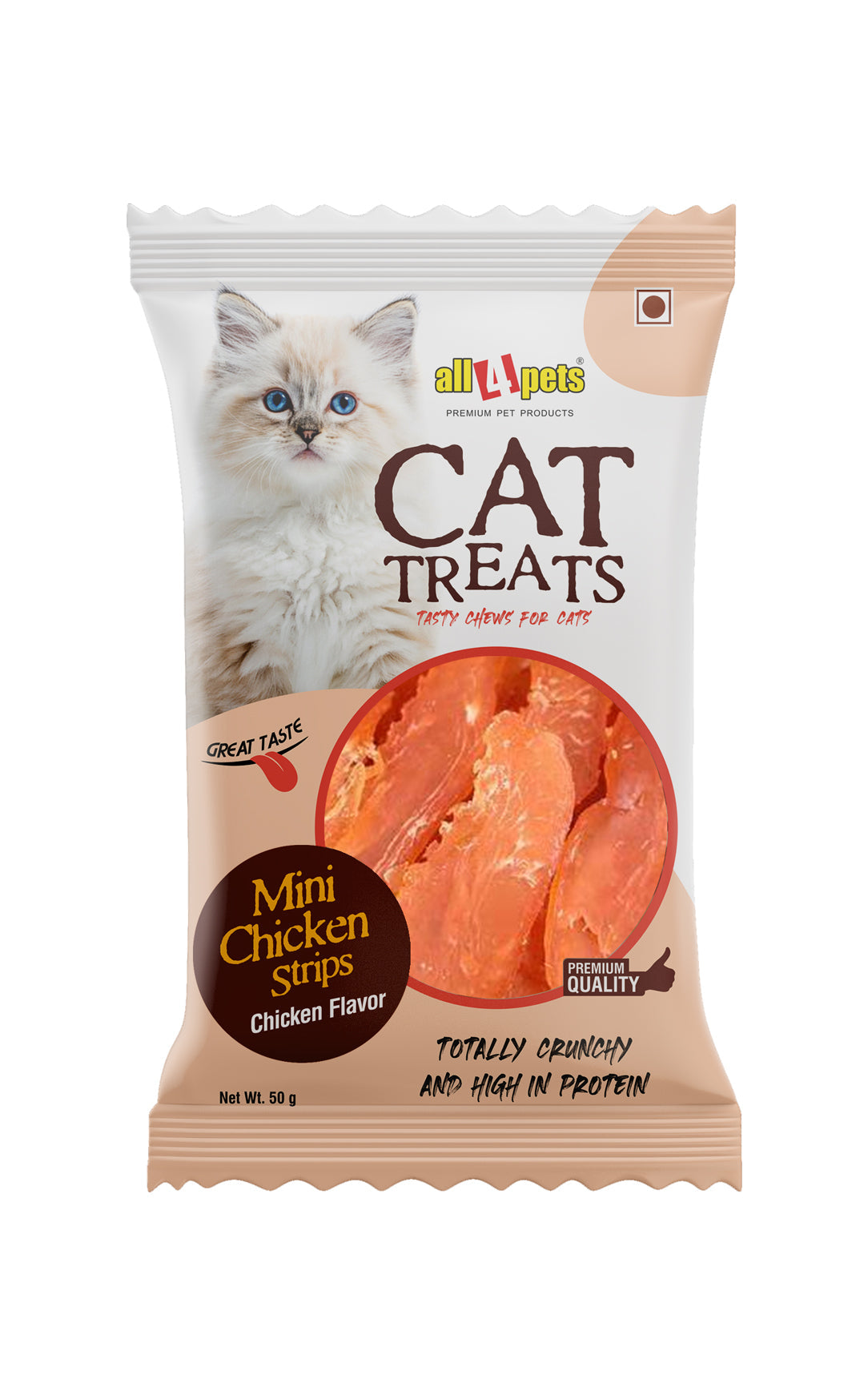 All4pets Mini Chicken Strip For Cats 50 Gm (Pack of 2)