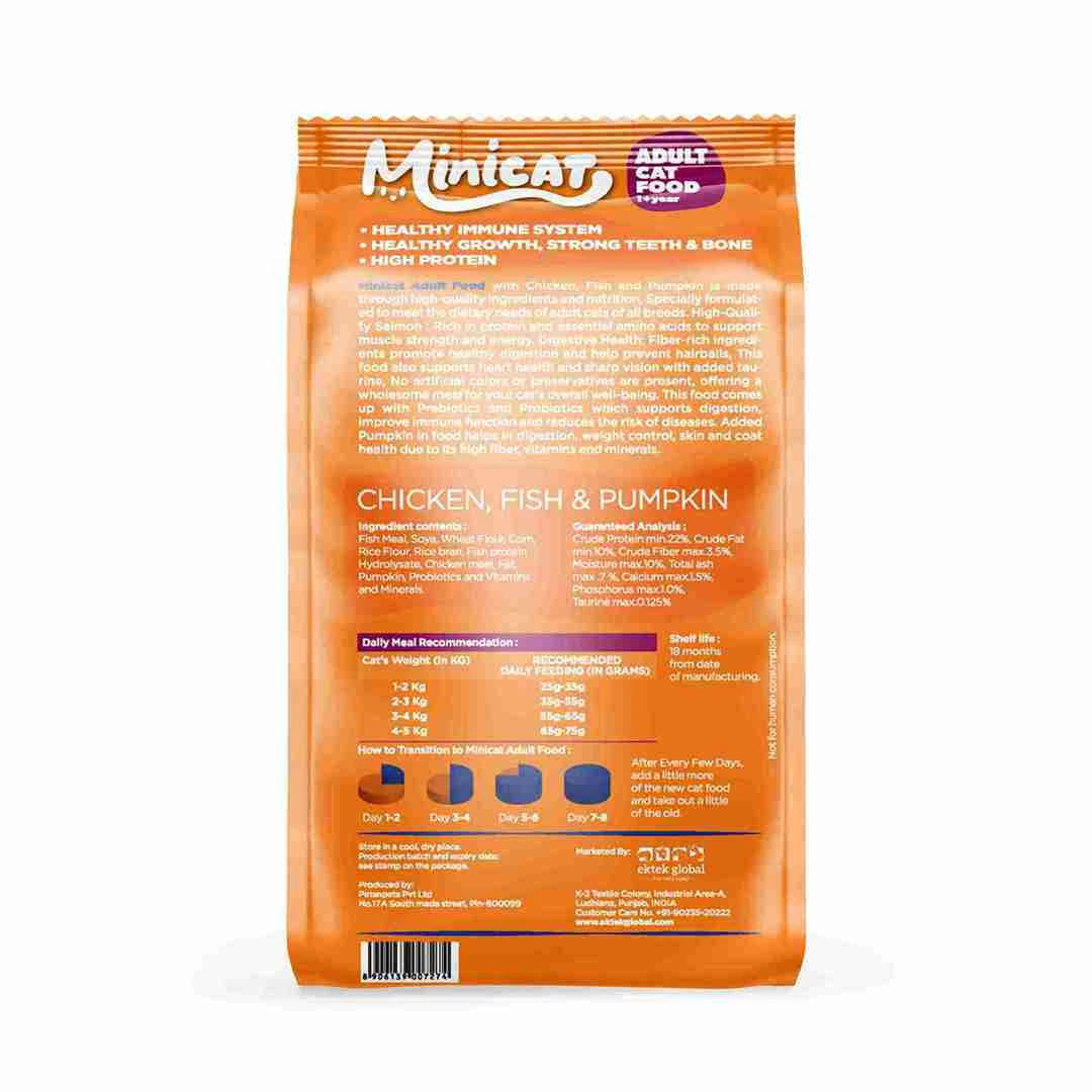 Minicat Adult Cat Food (1+ Year) – Chicken, Fish & Pumpkin