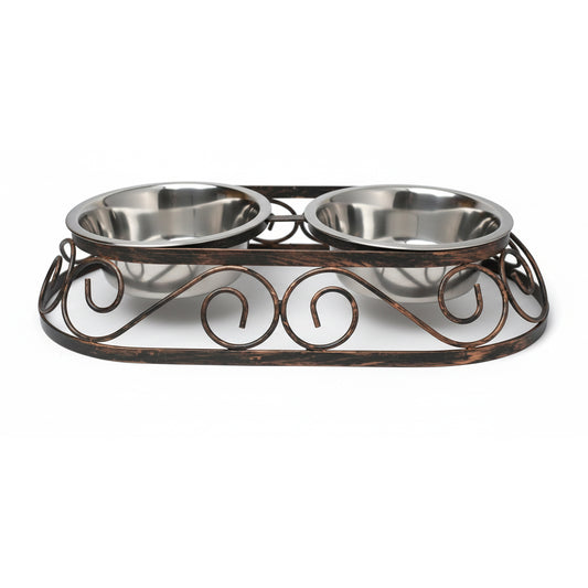 rustic-iron-dog-diner-set-with-silver-bowls