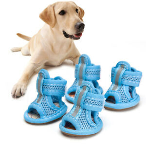 Dog Boots Paw Protector | Pack of 4pcs Anti-Slip Dog Shoes (Blue)