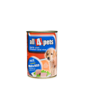 All4pets Patè with chicken and rice for Junior Dog 400gm